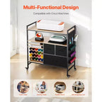Rolling Craft Cart and Storage Table, Crafting Table Organization Workstation, Black