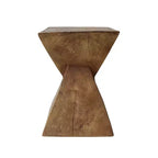 Sculptural Hourglass Side Table, Artisan Wood-Like End Table for Living Room, Patio