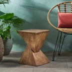 Sculptural Hourglass Side Table, Artisan Wood-Like End Table for Living Room, Patio