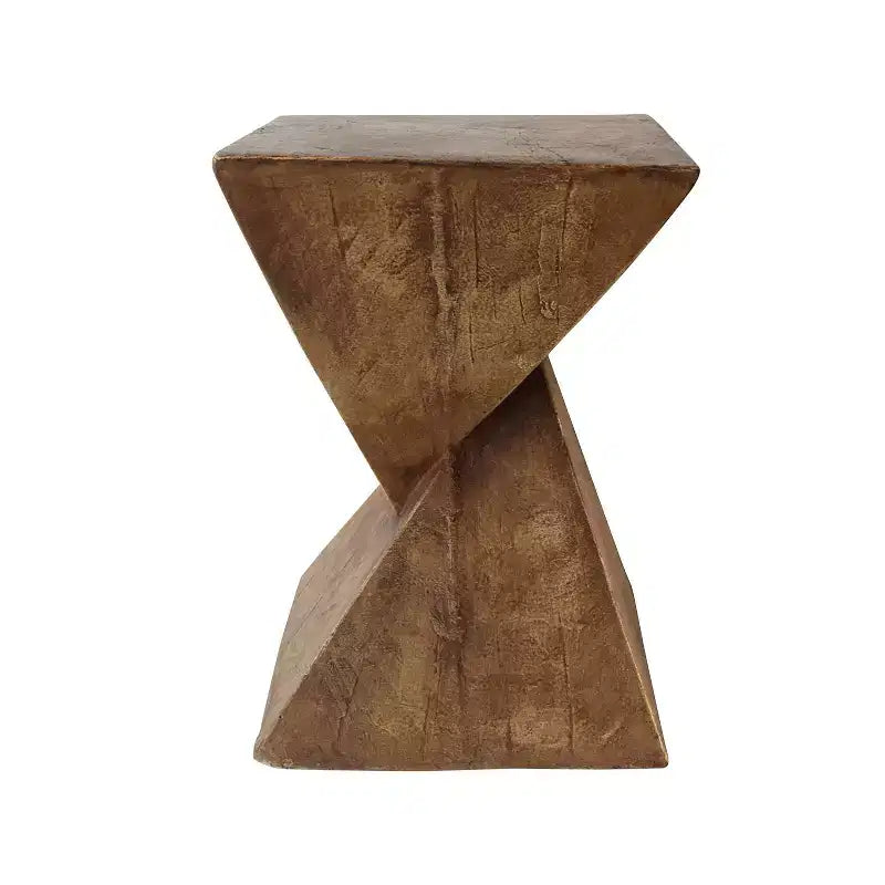 Sculptural Hourglass Side Table, Artisan Wood-Like End Table for Living Room, Patio