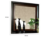 Dresser Mirror, 38 Inch Dark Walnut Brown and Black Solid Wood