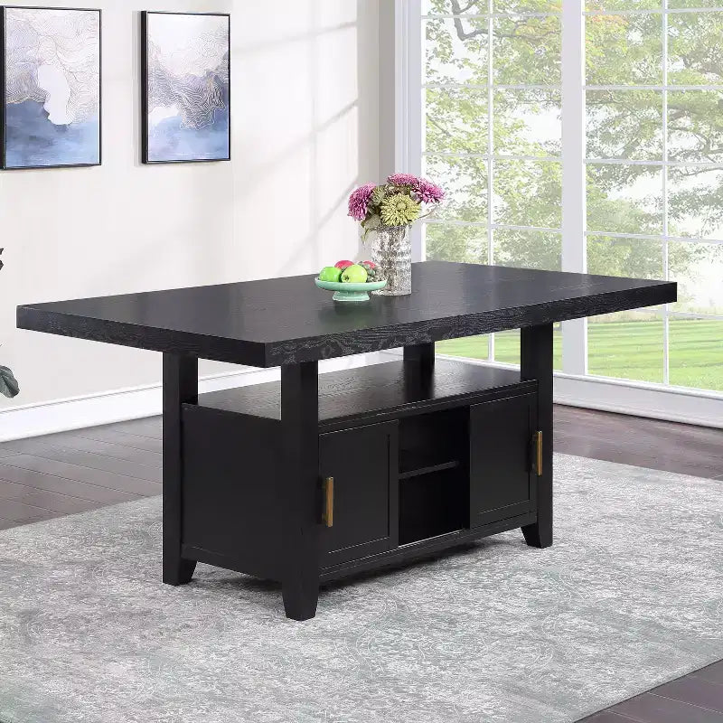 Counter Height Dining Table with Storage Rubbed Charcoal