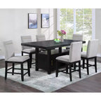 Counter Height Dining Table with Storage Rubbed Charcoal