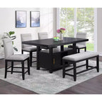 Counter Height Dining Table with Storage Rubbed Charcoal