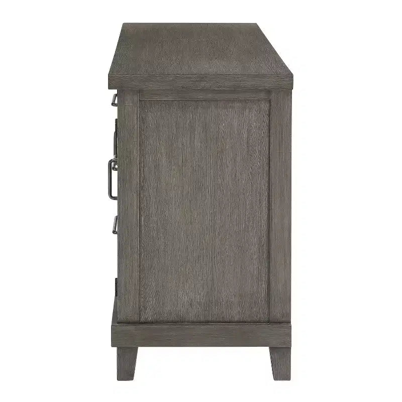Washed Gray Server: Contemporary Style, Veneer Finish, Glass Doors, 3 Drawers