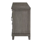 Washed Gray Server: Contemporary Style, Veneer Finish, Glass Doors, 3 Drawers