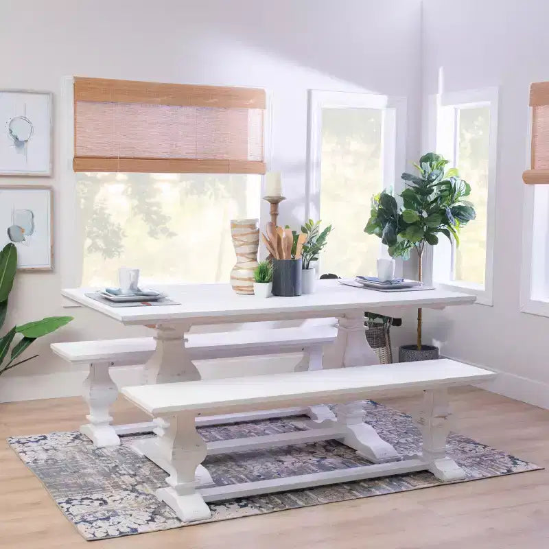 Natural Traditional Solid Pine Double Pedestal Bench
