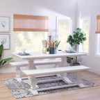 Natural Traditional Solid Pine Double Pedestal Bench