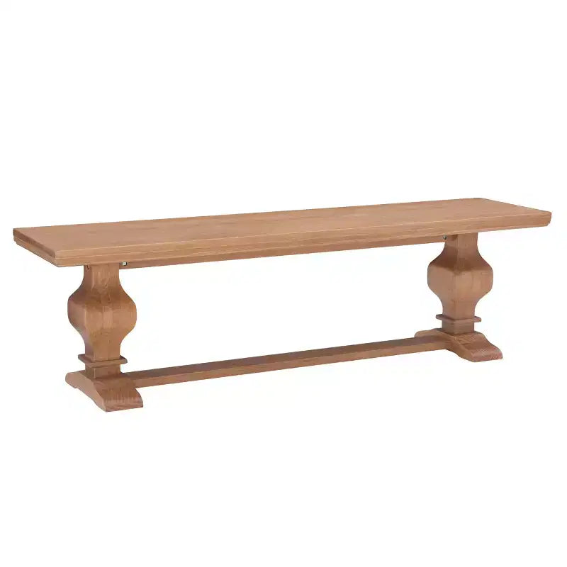 Natural Traditional Solid Pine Double Pedestal Bench
