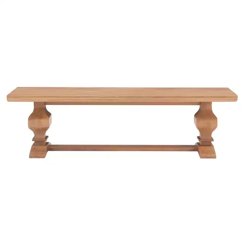 Natural Traditional Solid Pine Double Pedestal Bench