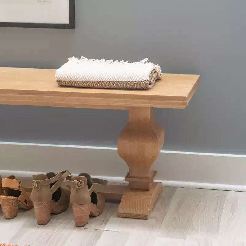 Natural Traditional Solid Pine Double Pedestal Bench