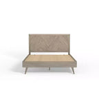 Wooden Platform Bed Frame with Chevron Headboard