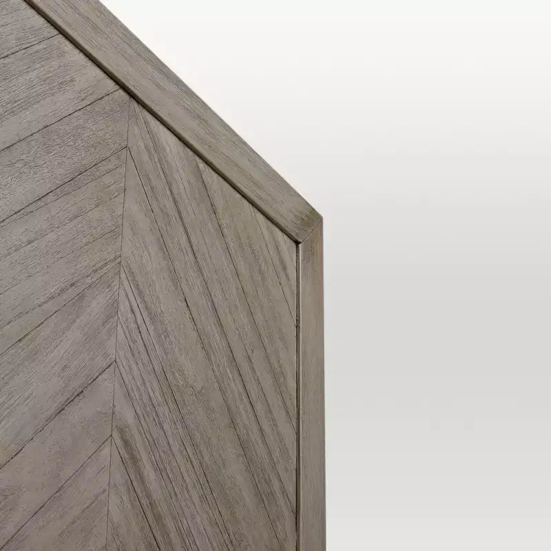 Wooden Platform Bed Frame with Chevron Headboard