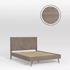 Wooden Platform Bed Frame with Chevron Headboard